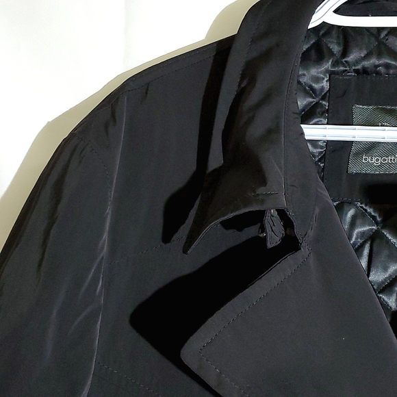 Bugatti Black Trench Coat - Size 44R - Picture 6 of 16